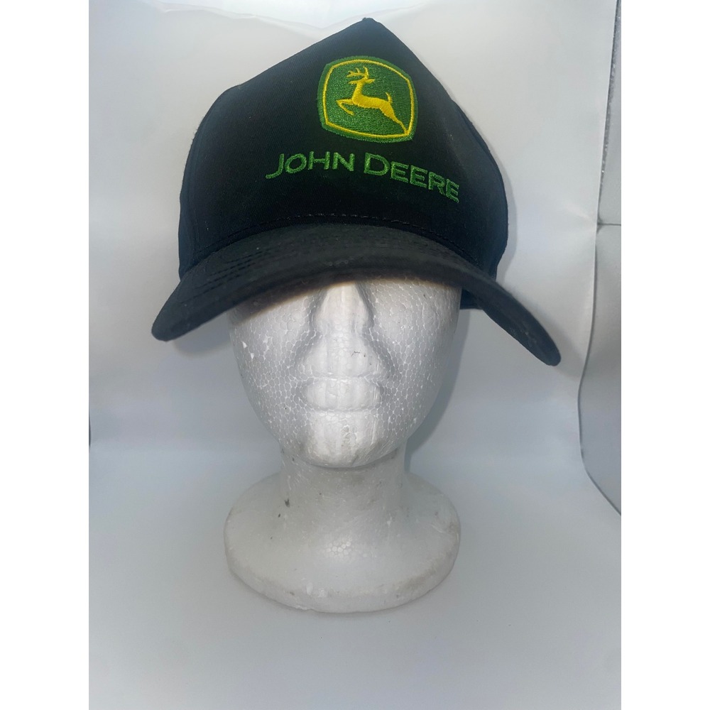 John Deere Hat Black Logo Adjustable Baseball Cap Adult